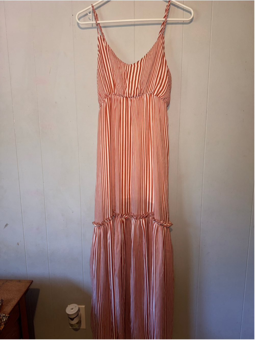 Women's Hayden Maxi Dress Size M Orange White Striped Sleeveless